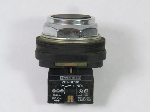 Telemecanique XB3BA21 Push Button 1NO Black Flush Head USED