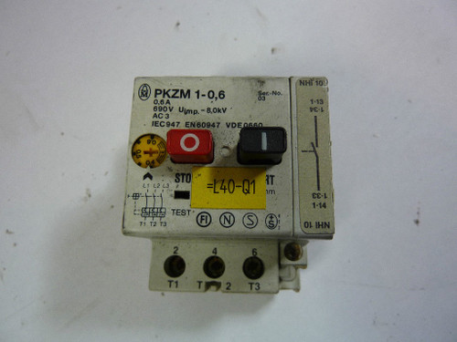 Moeller PKZM-1-0.6 Overload Relay 0.6-1 Amp USED