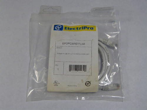 ElectriPro EPOPC8W07FL6B Cat 6 Patch Cord White 7ft SHELF WEAR NWB