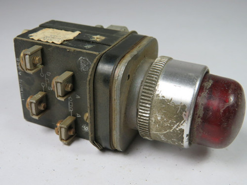 Allen-Bradley 800T-PB16R Vintage Push Button 120VAC 50/60Hz Red 1NO 1NC USED