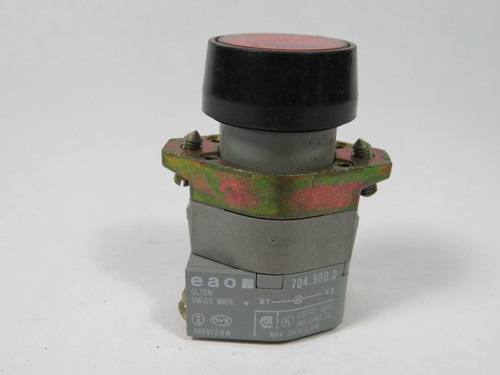 EAO 704.032.218 Push Button Illuminated 500V 10A Red No Contacts USED