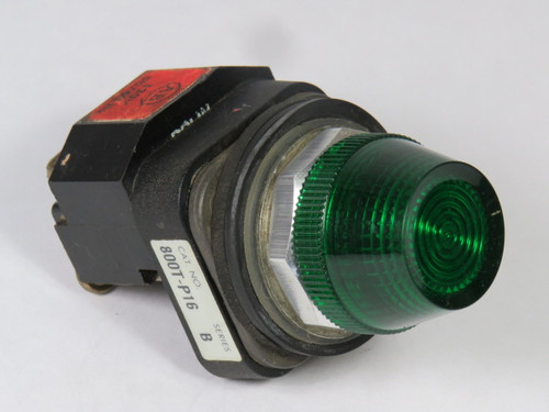 Allen-Bradley 800T-P16G Ser B Pilot Light 120V 50/60Hz Green Lens USED