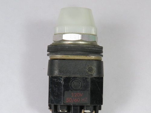 Allen-Bradley 800T-P16W Ser B Pilot Light 120VAC 50/60Hz White Lens USED