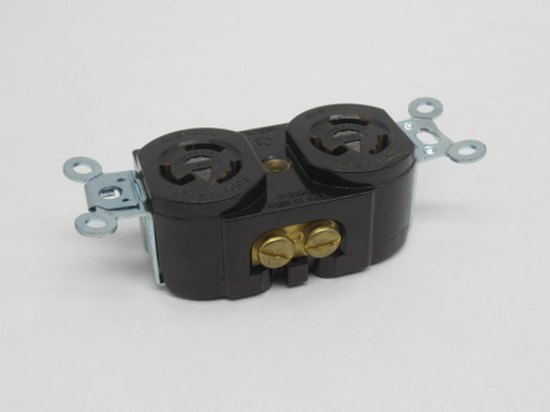 Hubbell 4700 Brown Duplex Twist-Lock Receptacle 15A 125V 3W 3P USED