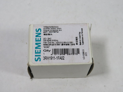 Siemens 3RH1911-1FA02 Auxiliary Switch Block 2NC 10A 690V ! NEW !