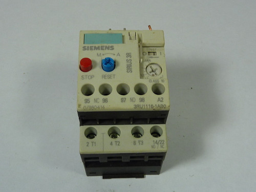 Siemens 3RU1116-1AB0 Overload Relay 1.6A USED