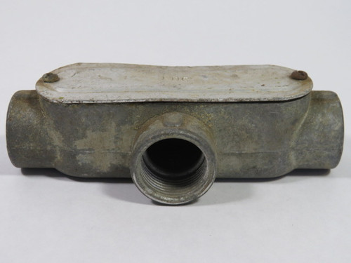 EDC 1-C Conduit Body W/ Cover 3-Hole 1" NPT Threaded USED