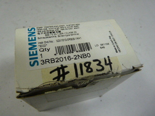 Siemens 3RB2016-2NB0 Overload Relay 0.32-1.25 Amp ! NEW !