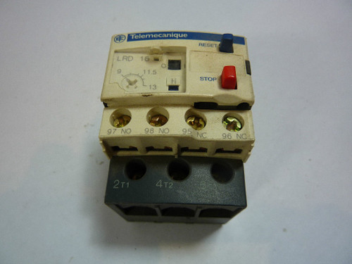 Telemecanique/Schneider Electric LRD-16 Overload Relay 9-13 Amp Bimetal USED
