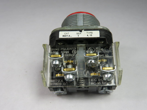 Allen-Bradley 800T-A6A Ser T Push Button Red Flush Head 1NO 1NC USED