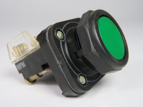 Allen-Bradley 800H-AR1A Series F Push Button Green Flush Head 1NO 1NC USED