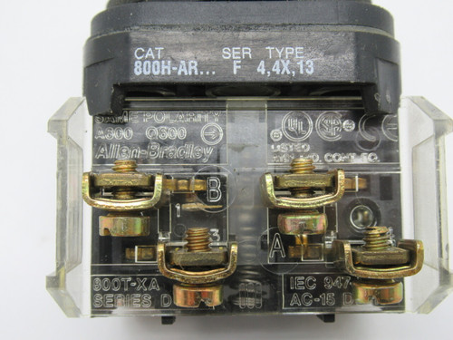 Allen-Bradley 800H-AR2A Series F Push Button Black Flush Head 1NO 1NC USED