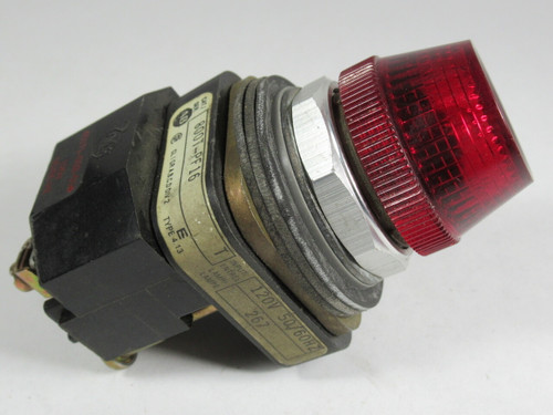 Allen-Bradley 800T-PF16R Flashing Pilot Light 120VAC 50/60Hz Red Lens USED