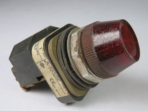 Allen-Bradley 800T-PF16R Flashing Pilot Light 120VAC 50/60Hz Red Lens USED