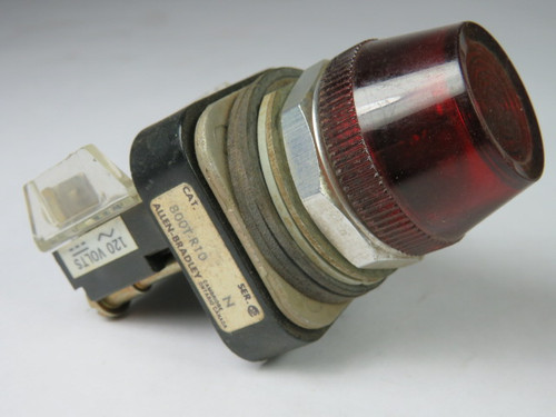 Allen-Bradley 800T-R10R Ser N Neon Pilot Light 120VAC 50/60Hz Red Lens USED
