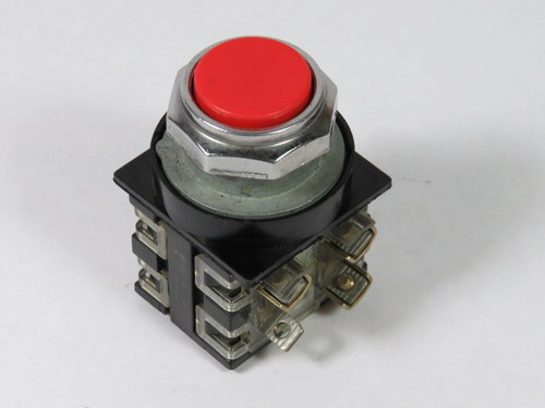 General Electric CR104PBG92R1 Push Button 2NO 2NC Red Flush Head USED