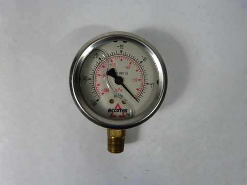Accutek 0-30 Liquid Filled Gauge 0 to -30 in.Hg USED