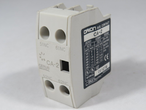 Cerus Orion CA-2 Top-Mount Auxiliary Contact 2NC USED