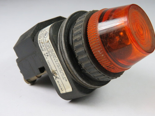 Allen-Bradley 800H-PR16A Pilot Light 120VAC 50/60Hz Amber Lens USED