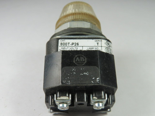 Allen-Bradley 800T-P26C Pilot Light 240VAC 50/60Hz Clear Lens USED