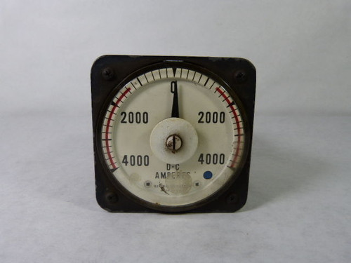 General Electric 4000-0-4000 Meter DC Amperes USED