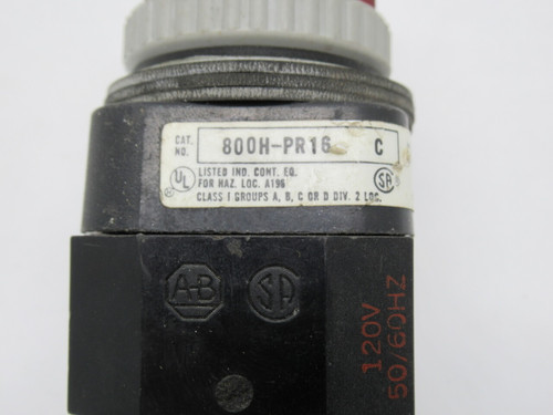 Allen-Bradley 800H-PR16R Series C Pilot Light 120V 50/60Hz Red Lens USED