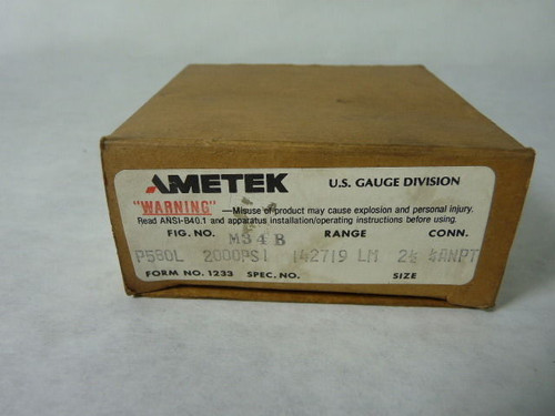 Ametek P580L Pressure Gauge 0-2000psi ! NEW !