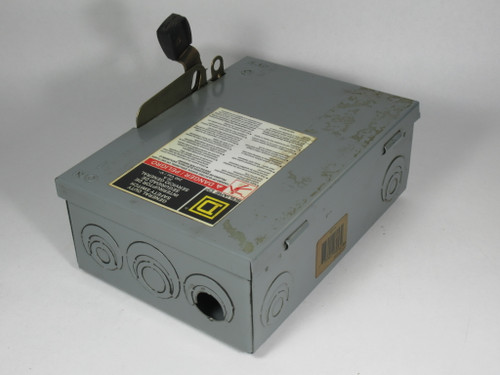 Square D D221N Single Throw Safety Switch 30A 240VAC 60Hz. 2-Pole USED