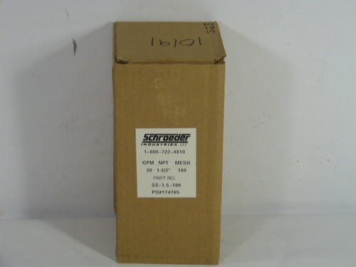 Schroeder SS-1.5-100 Suction Strainer Filter 30GPM ! NEW !