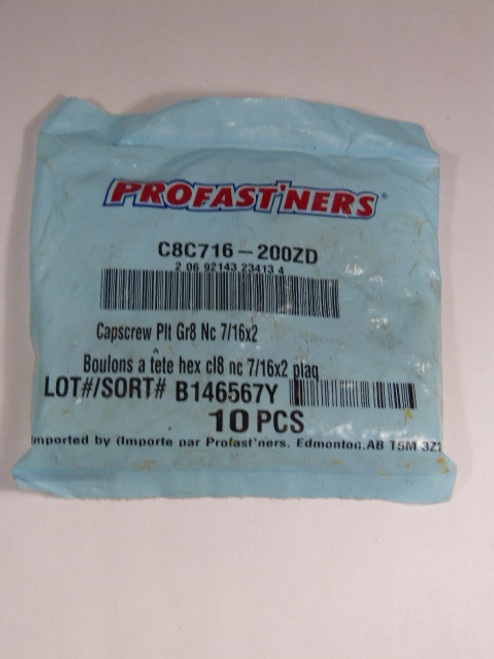 Profast'ners C8C716-200ZD CapScrew Plt Gr8 NC 7/16X2 10-Pack ! NWB !