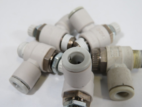 SMC AS2201F-01-06S Speed Control Valve w/ Fitting 1/8"NPT Lot of 5 USED