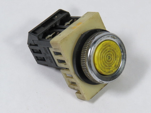 Fuji Electric AH25-Y10 Push Button 10A 600VAC 1NO Yellow Flush USED