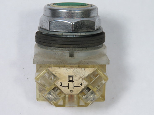 Square D 9001-KR1GH5 Ser H Push Button 600V 1NO Green Flush USED