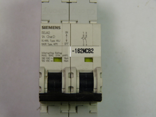 Siemens 5SJ4-201-8HG41 2-Pole Circuit Breaker 240V 1A USED