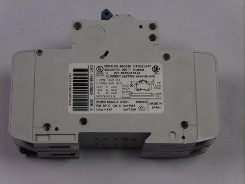 Allen-Bradley 1489-A2D030 Miniature Circuit Breaker 2 Pole 3 Amp USED