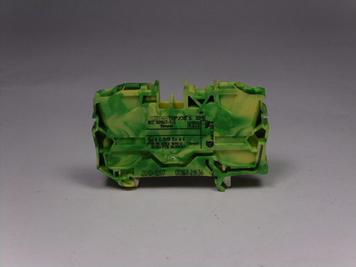 Wago 2010-1207 Green/Yellow 2-Conductor Ground Terminal Block USED