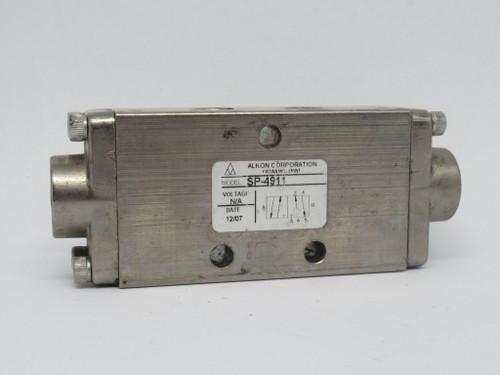 Alkon SP-4911 4-Way 2-Position Solenoid Pneumatic Valve 1/4" Ports USED