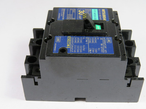 Mitsubishi NF30-CS-3P-30A Circuit Breaker 30A 3-Pole MISSING SCREWS USED