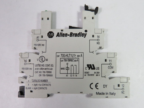 Allen-Bradley 700-HN167 Green LED Relay Socket 6A 250V USED
