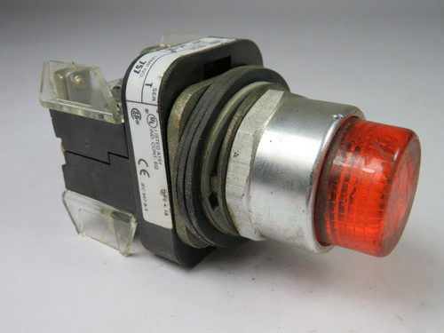 Allen-Bradley 800T-QT24A Ser T Push Button Illuminated Amber 1NO 1NC 24V USED