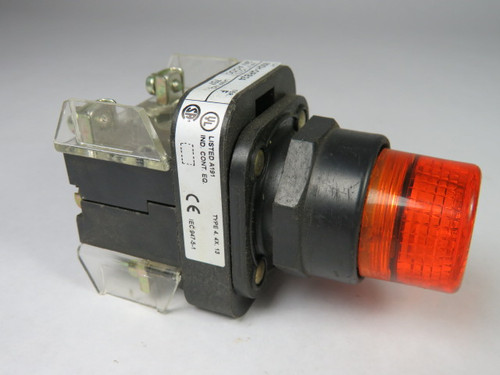 Allen-Bradley 800H-QRB24A Push Button Illuminated Amber 1NO 1NC 24V USED