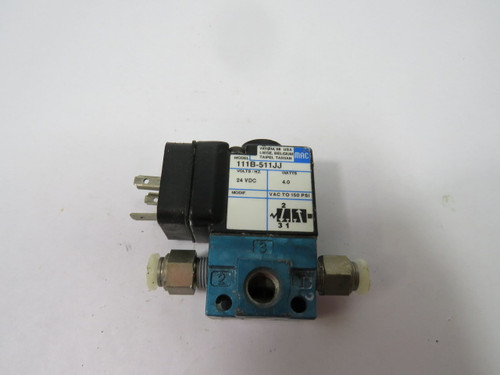 Mac 111B-511JJ 1/8" NPT Solenoid Valve 24VDC 4W 150PSI USED