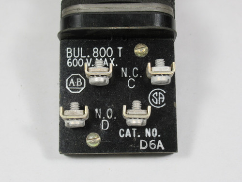 Allen-Bradley 800T-D6A No Series Push Button Red Mushroom Head 1NO 1NC USED