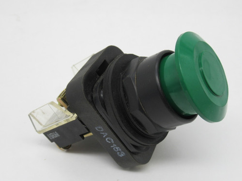Allen-Bradley 800H-DR1D2 Series F Push Button Green Mushroom Head 1NC USED