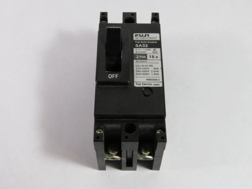 Fuji Electric SA32/15 Circuit Breaker 15A 600V 2P USED