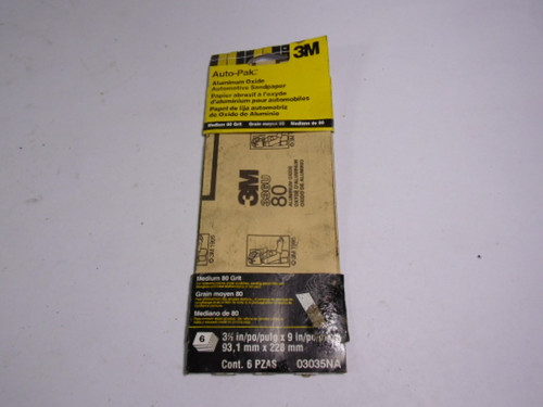 3M 03035NA Aluminum Oxide Automotive Sandpaper 3-2/3x9" 5-Pack Shelf Wear NEW