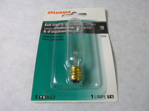 Sylvania 15T6/BL Exit Sign & Appliance Lamp Candelabra Base 15A 145V ! NEW !