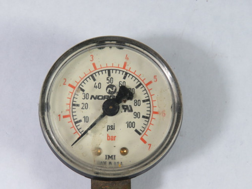 Norgren 0-7BAR Pressure Gauge 0-7Bar 1-3/4" Diameter 1/4" NPT USED
