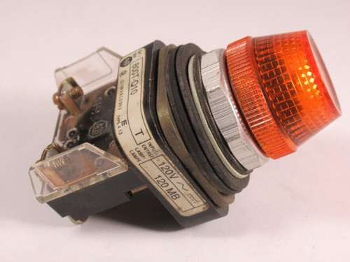 Allen-Bradley 800T-Q10A Series T Full-Voltage Pilot Light 120V Amber Lens USED