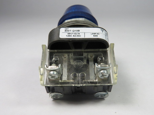 Allen-Bradley 800T-Q10B Universal Pilot Light 120V Blue Lens USED